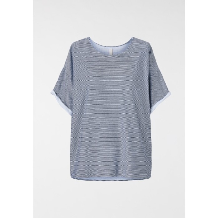 CAMISETA AZUL DE RAYAS FINAS