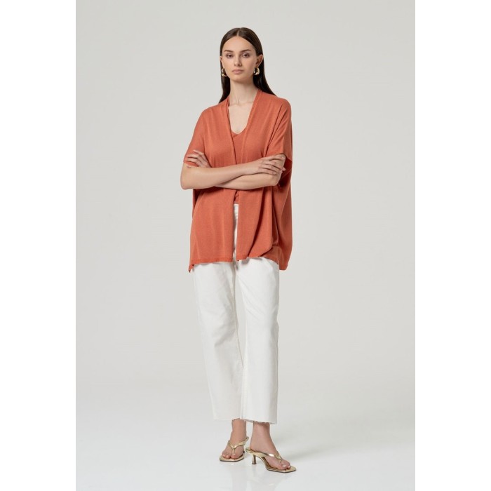 PONCHO ABIERTO BRILLANTE TEJA