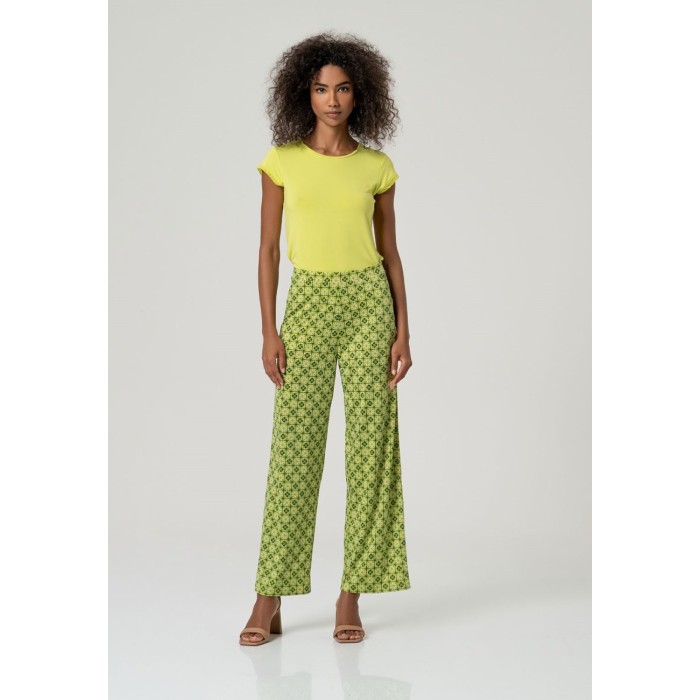 PANTALÓN RECTO ESTAMPADO VERDE