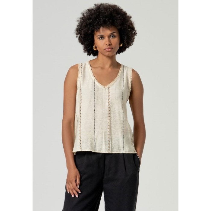 TOP DE TIRANTES BORDADO CRUDO