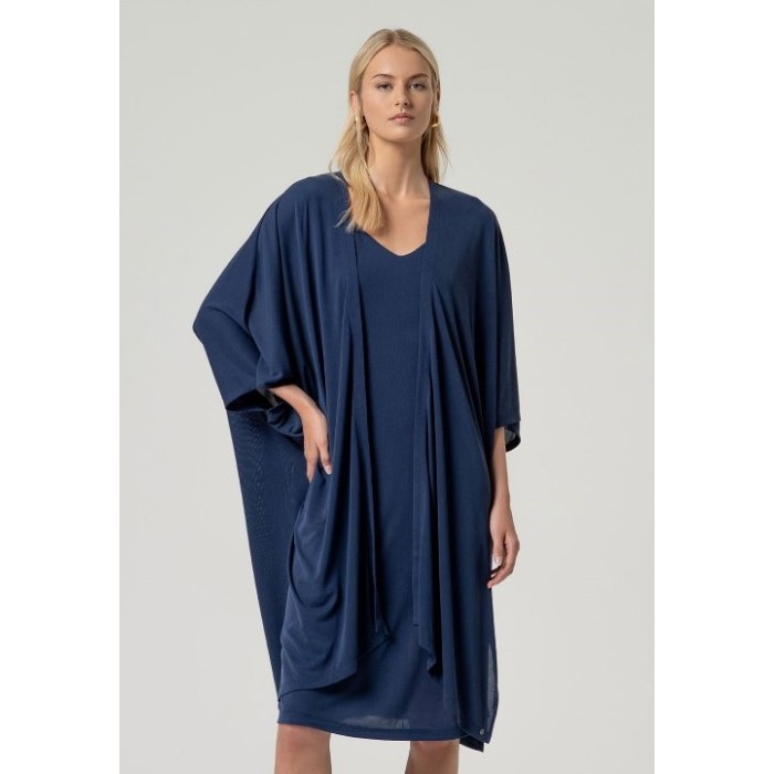 KIMONO DE MODAL LARGO AZUL...