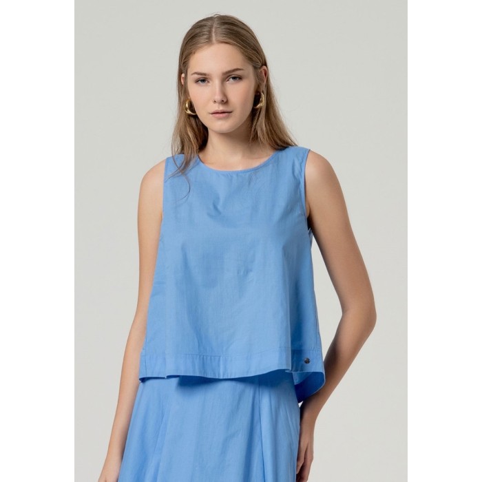 TOP SIN MANGAS DE ALGODÓN AZUL