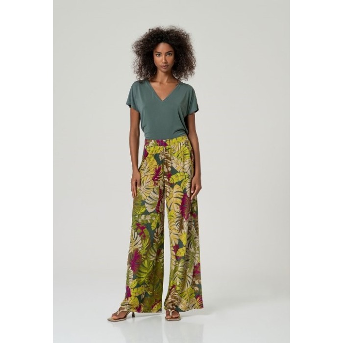 PANTALÓN ANCHO ESTAMPADO VERDE
