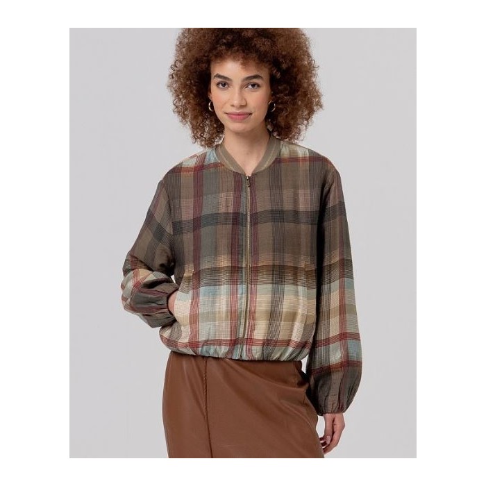 CAZADORA BOMBER DE CUADROS...