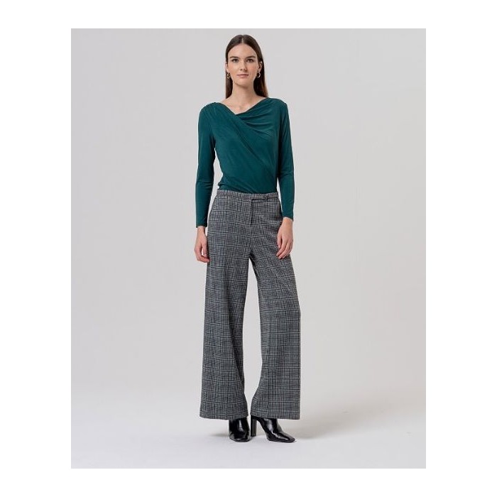 PANTALÓN ANCHO DE CUADROS GRIS