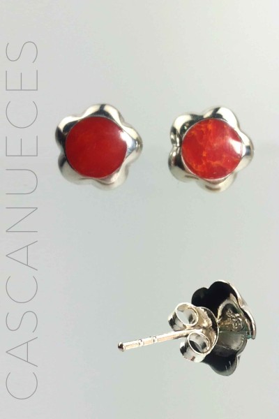 PENDIENTES DE PLATA Y CORAL...