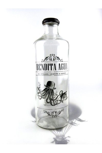 botella vintage bendita agua - cascanueces