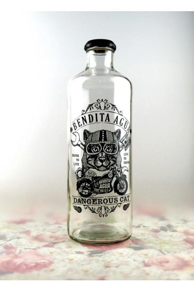 botella vintage bendita agua - tapón metálico - cascanueces