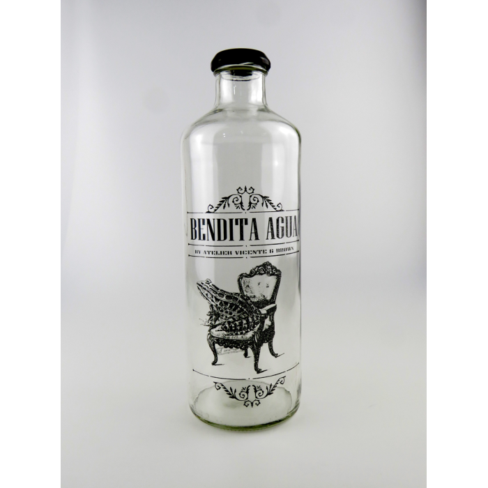 botella vintage bendita agua - tapón metálico - cascanueces